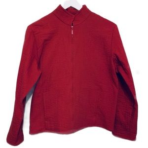 Eileen Fisher | Brick Red Zip-Up Cotton Viscose Jacket Women’s Size Small Fall